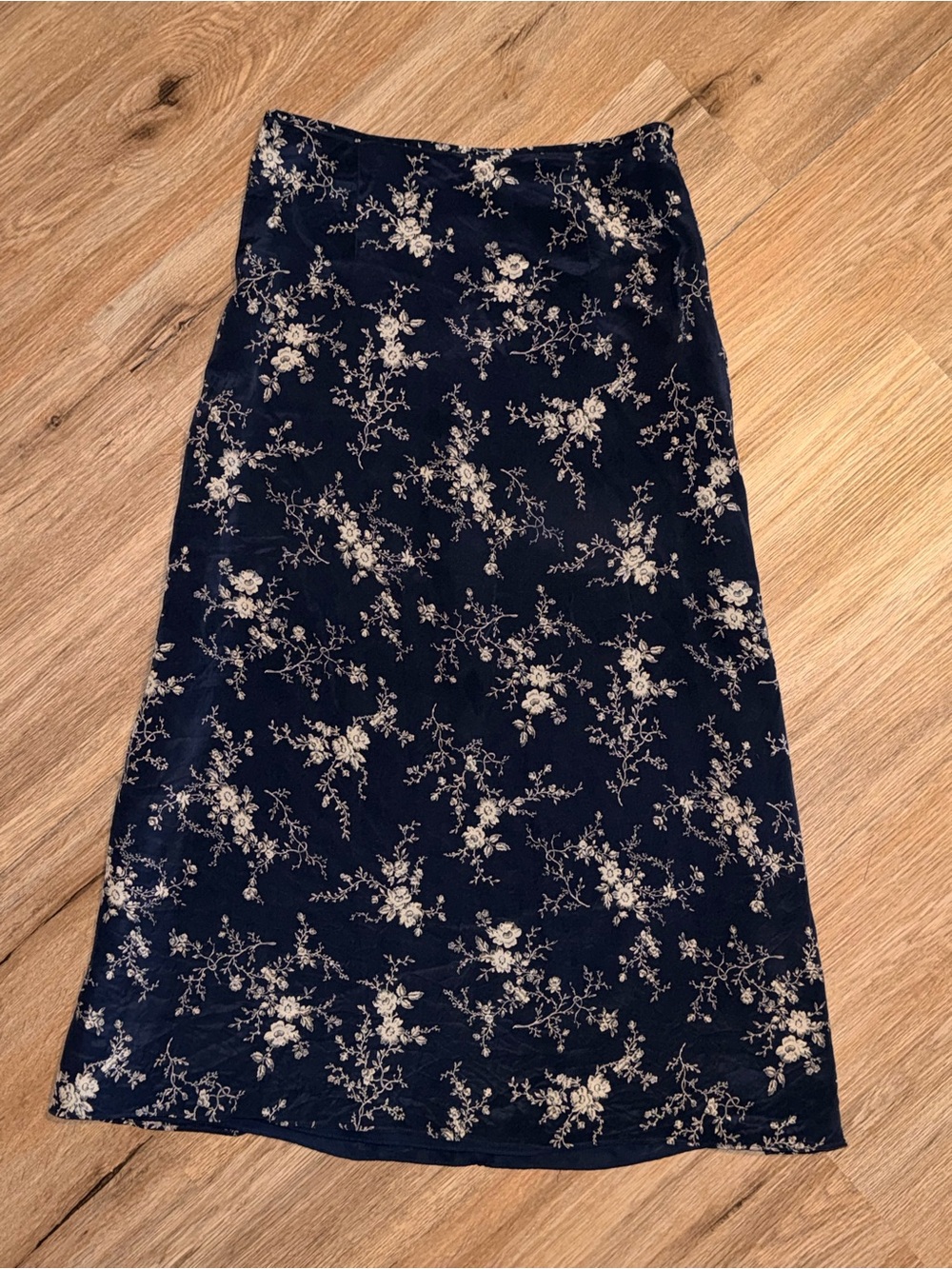 Pendleton Navy and Cream Floral Midi Skirt